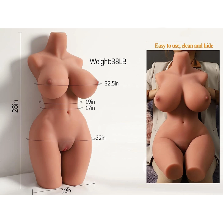 Muñeca sexual realista de 38 libras para hombres, juguete sexual TPE, muñeca de amor de medio cuerpo realista, color bronceado