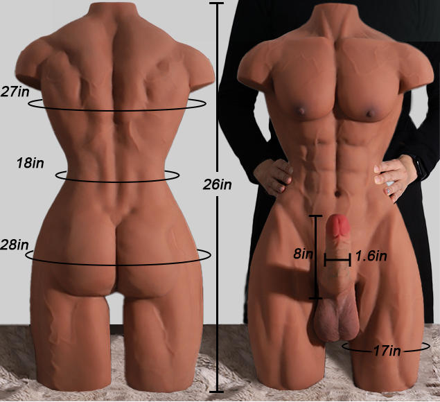 16 kg schwere TPE-Sexpuppe, männlicher Oberkörper, Sexspielzeug für Erwachsene, großer Penis, Po für Frauen, schwul