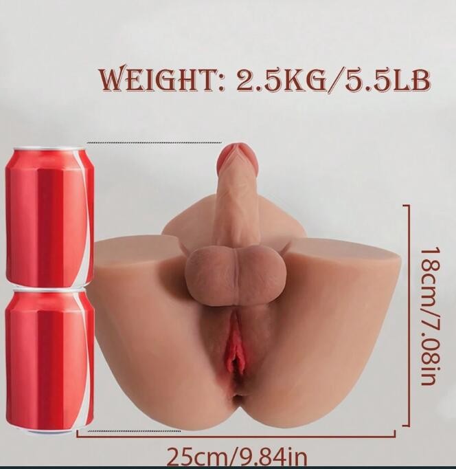 2,5 kg schwere Transgender-Sexpuppe mit Penis, Vagina und Anus, 3-in-1-Sexpuppe für Homosexuelle, Unisex-Masturbator mit realistisch geformtem kleinem Dildo, Po, Hintern und Hoden – Sexspielzeug für Männer und schwule Paare.