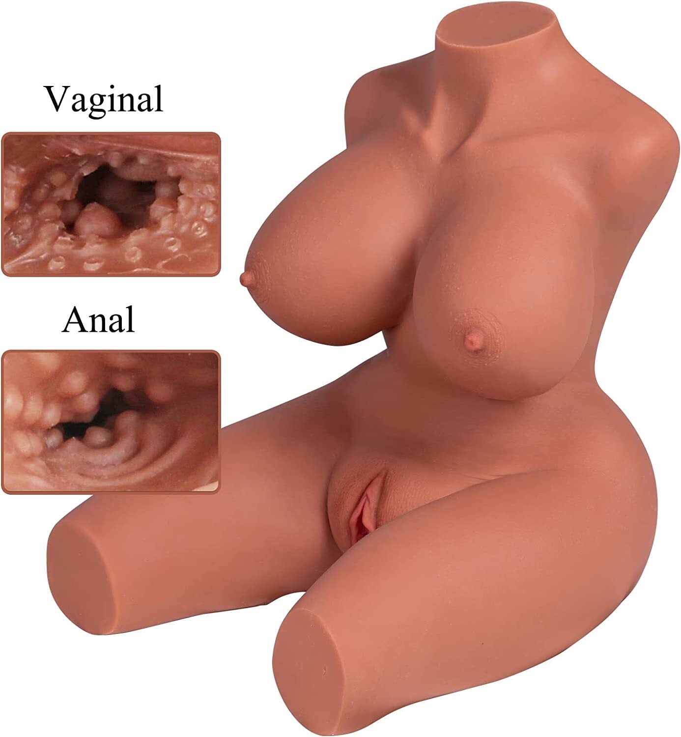 Realistische braune Sexpuppen Männliche Sexspielzeuge zur Masturbation, Männliche Masturbatoren Manga-Mädchen-Erwachsenenspielzeuge mit dehnbaren Schamlippen & federndem Po, 8,6 kg Torso-Liebespuppe Realistische Taschenmuschis Arsch Herren Sexspielzeuge