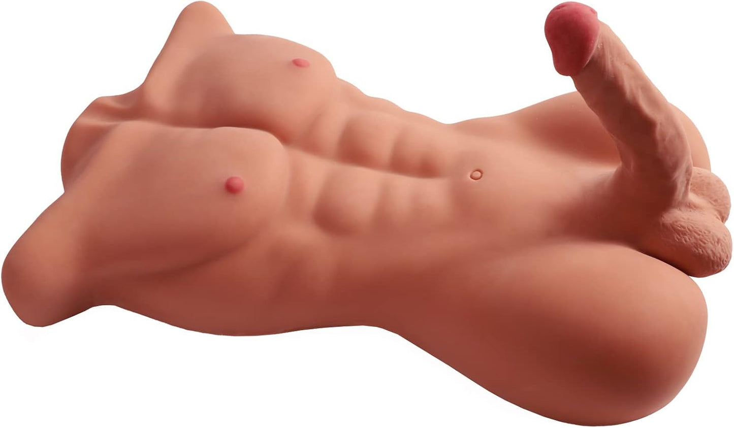 Männliche Sexpuppe für Frauen mit realistischem Dildo, lebensgroße Sexpuppe, Ganzkörper-Sexpuppe, Torso, Erwachsenen-Sexpuppe mit Penis, großem Schwanz, engem Anus, Unisex-Sexspielzeug für Frauen, Dreier-Paar-Sexspaß 6,8 kg
