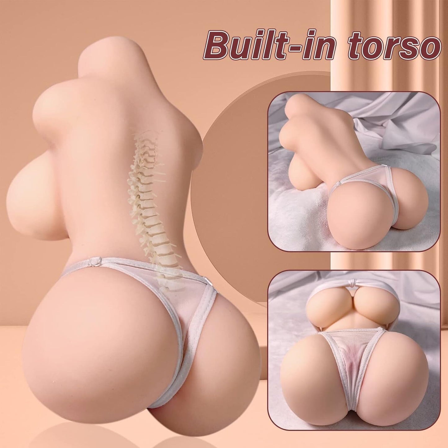 18LB Sexpuppen-Torso, männliches Sex spielzeug mit wackelnden Brüsten und knackigem Po, realistische Sex puppe für Männer mit praller, enger, saftiger Vagina und Anus, Masturbator mit integriertem Skelett