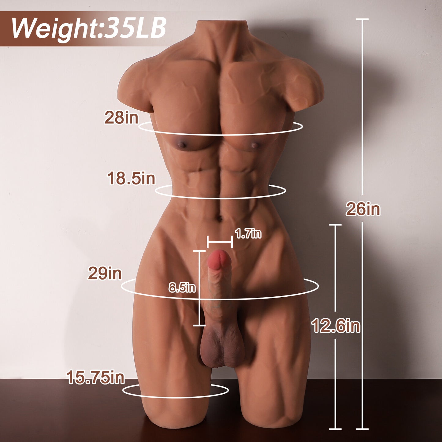 36LB TPE Doll Male Body Torso Adult Love Sex Toy TPE Big Penis Ass for Women Gay