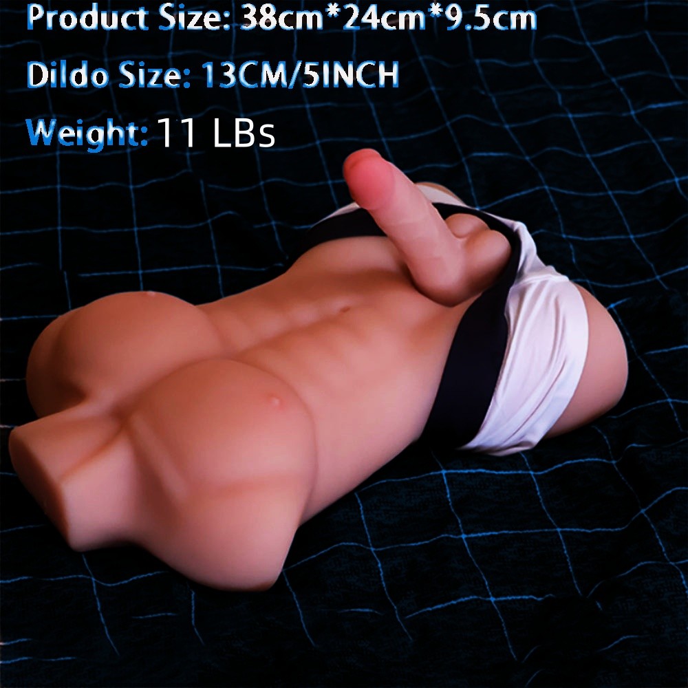 5kg Sex Dildo TPE-Puppe Männlicher Körper Torso Erwachsene Liebe Spielzeuge Penis Frauen Gay-TAN-Flacher Sockel