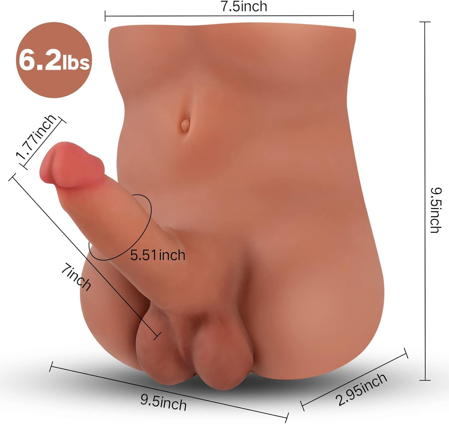 Männliche Sexpuppe mit flexiblem realistischem Dildo Penis Sexspielzeug für Frauen, Sexpuppen große Dildos Analsexspielzeug dicker Dildo weibliche Masturbation Sexspielzeug, Unisex Sexspielzeug für Paare Männer Homosexuelle, Braun