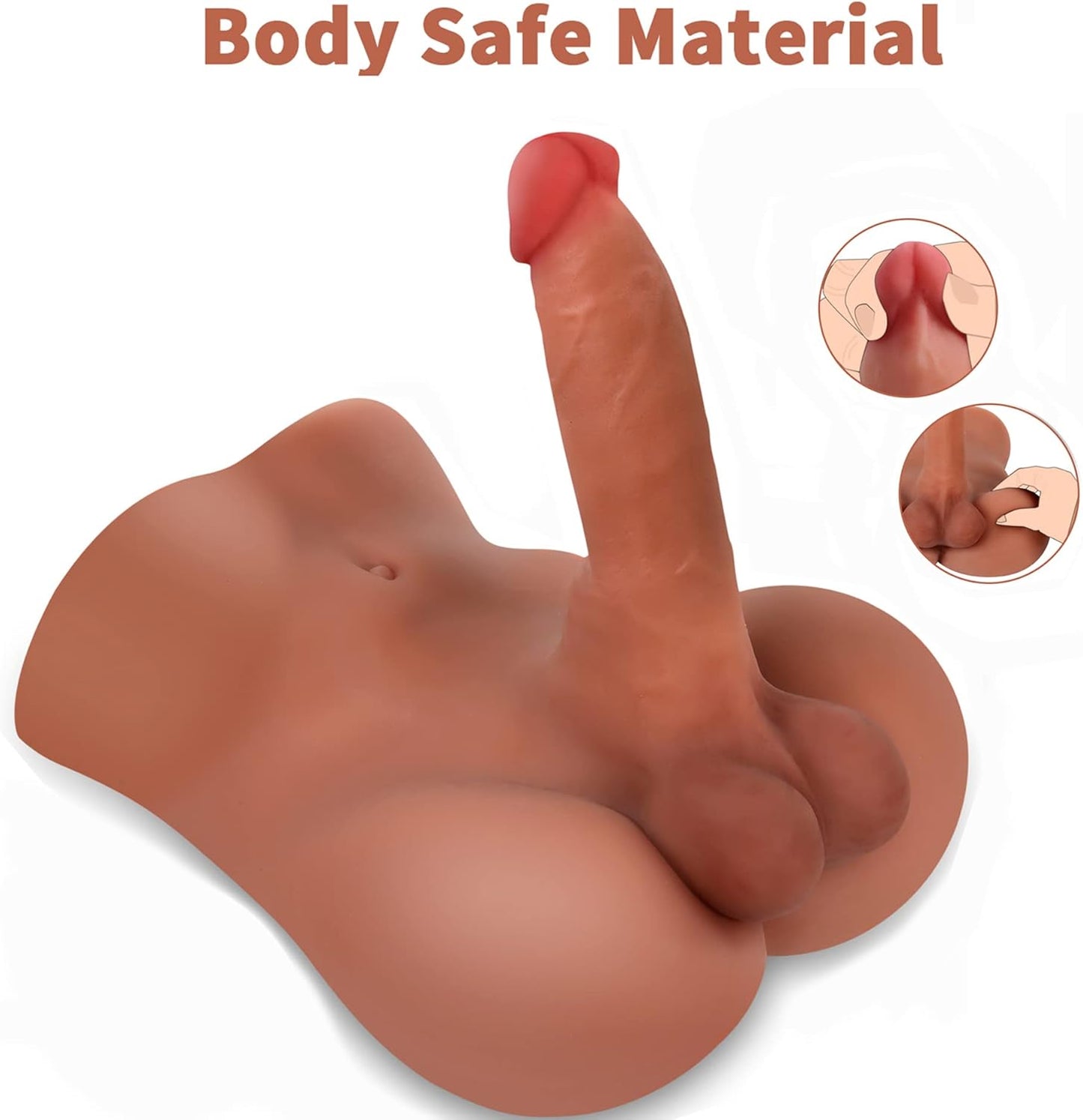 Männliche Sexpuppe mit flexiblem realistischem Dildo Penis Sexspielzeug für Frauen, Sexpuppen große Dildos Analsexspielzeug dicker Dildo weibliche Masturbation Sexspielzeug, Unisex Sexspielzeug für Paare Männer Homosexuelle, Braun