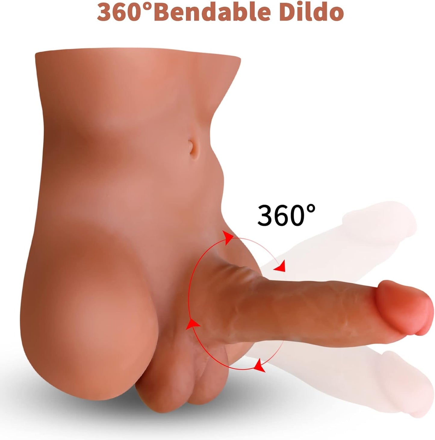 Männliche Sexpuppe mit flexiblem realistischem Dildo Penis Sexspielzeug für Frauen, Sexpuppen große Dildos Analsexspielzeug dicker Dildo weibliche Masturbation Sexspielzeug, Unisex Sexspielzeug für Paare Männer Homosexuelle, Braun
