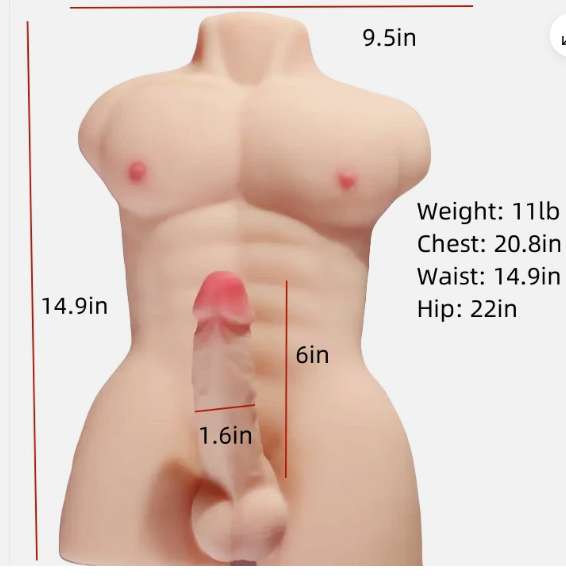 5 kg Lifelike Torso Male Sex Doll for Women with Flexible Dildo Realistic Sex Huge Cock 7.08inches, Sex Dildo Dolls for Women Masturbation, Unisex Masturbator Tight Anal Sex Toy for Men Gay Couple