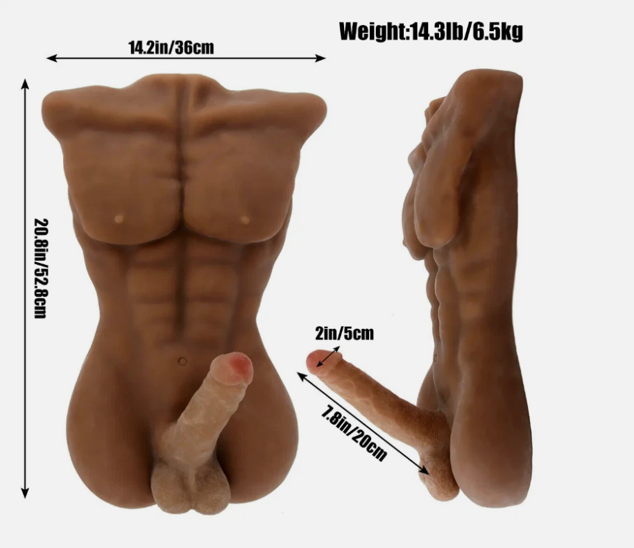 Torso Männlicher Körper SCHWARZ Dildo Sexspielzeug für Frauen Torso Großer Penis Sexpuppe weiblicher Masturbator 6,35 kg - Sofort lieferbar nach Europa