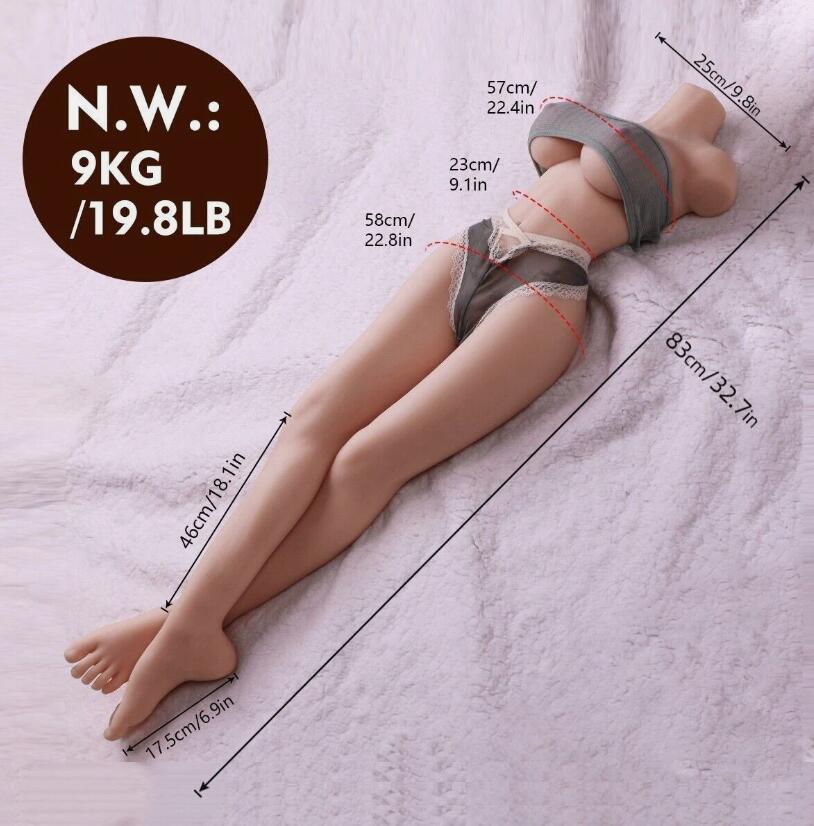 9 kg Realistische Sexpuppe mit Beinen, Männlicher Masturbator mit weicher Brust, Vagina, Anus, TPE-Vollpuppen für Sex, RealDoll für Männer mit Brust, Po, Erwachsenen-Sexpuppe, Männliches Sexspielzeug (Weiß)