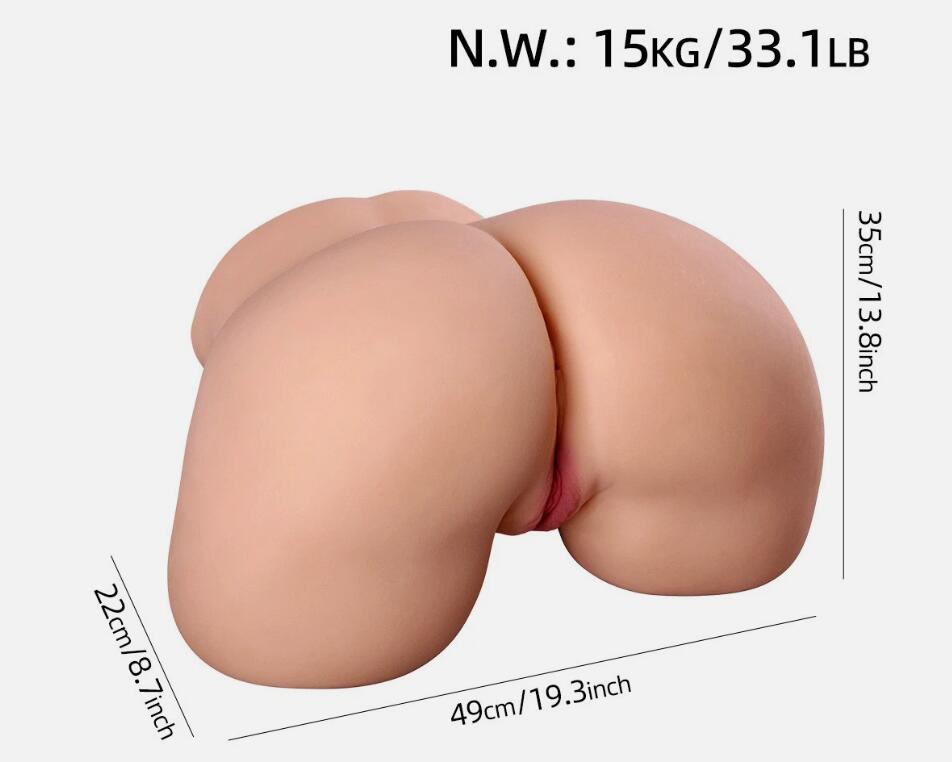 15KG BBW Lifesize Fat Butt Sex Dolls for Men Adult Toys,Tivino Torso Sex Doll Masturbator Male Sex Toy with Deeper Thicker Vagina & Tight Anal, Pocket Pussies Ass Stroker with Storage bag Drying Stick