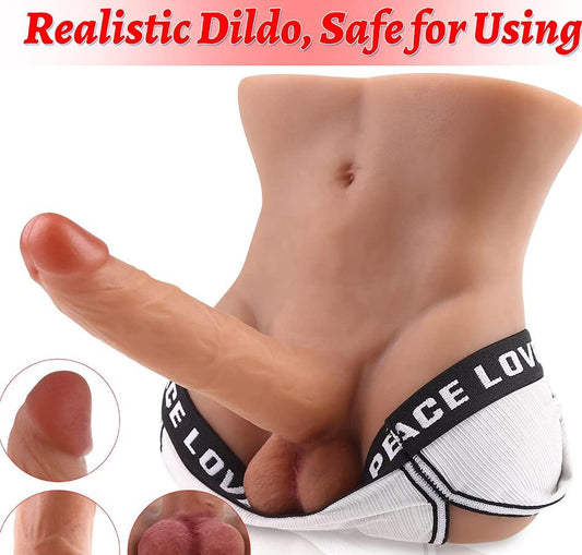 2.8 kg Männlicher Torso für Frauen – G-Punkt-Stimulation – 3D-Dildo mit riesigem Penis – Realistisches Sexspielzeug – TPE-Liebespuppe