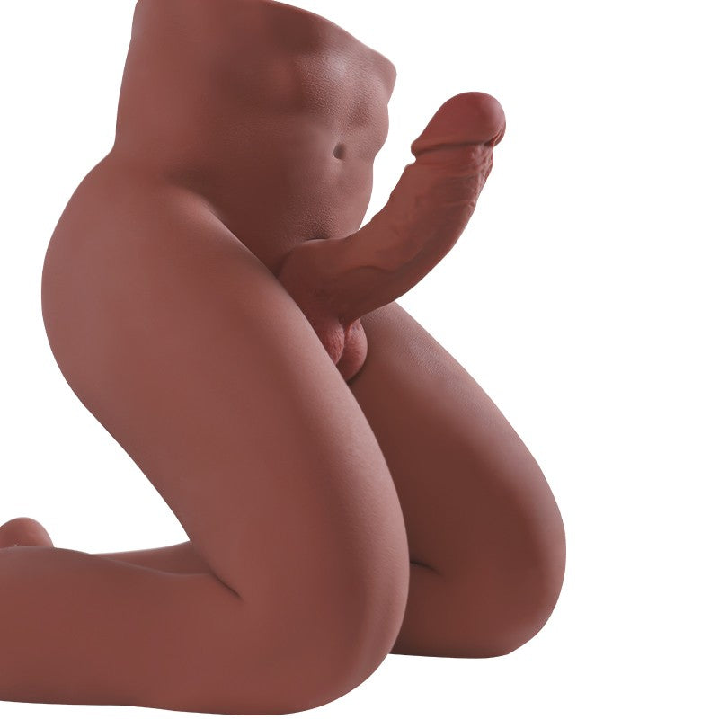 Mastrubrator für Frau, Sexspielzeug für die Frau mit langen Beinen und großem Penis, realistischer Oberkörper, Masturbationspuppe mit engem Anus und flexiblem Dildo, TPE-Sexspielzeug 